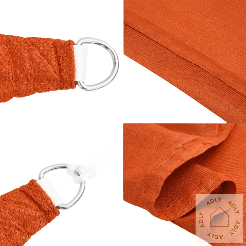 Orange shade sail detaljer i rustfritt stål for hagemøbler og uterom