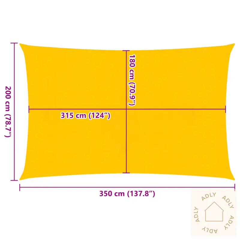 Solseil 160 G/M² Rektangulær Gul 2X3,5 M Hdpe