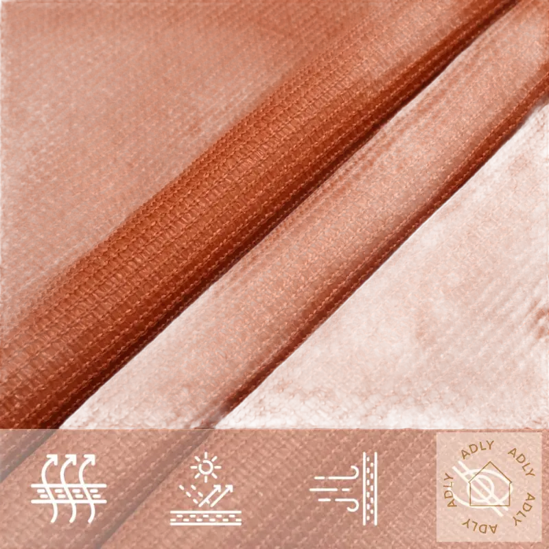 Texturert oransje stoff med ikoner, rustfritt stål, perfekt for hagemøbler og hjemmet
