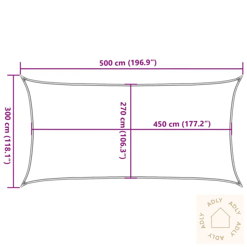 Solseil 160 G/M² Rektangulær Sand 3X5 M Hdpe