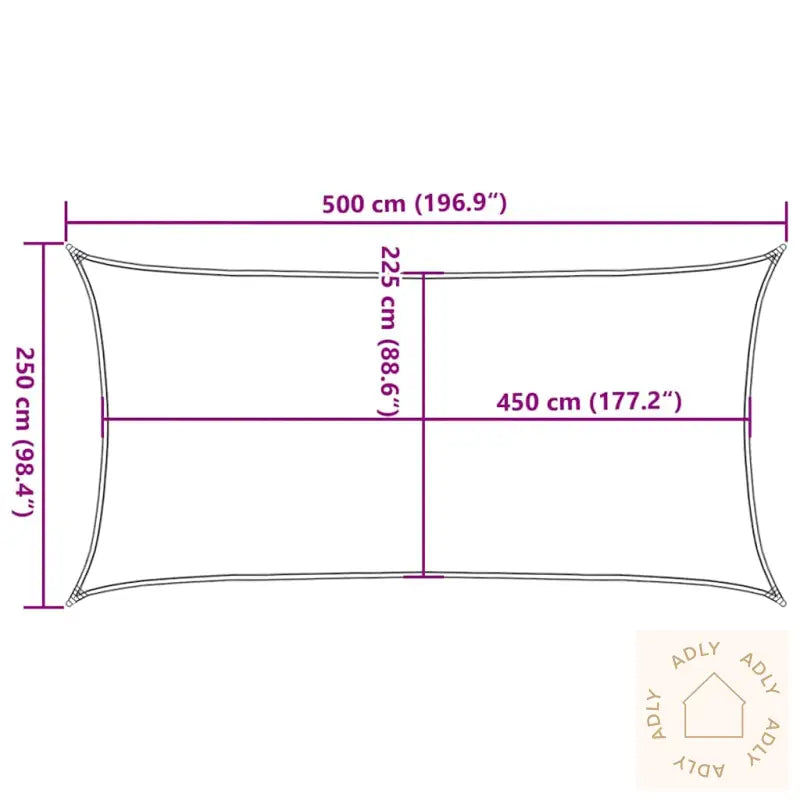 Solseil 160 G/M² Rektangulær Lysegrå 2,5X5 M Hdpe
