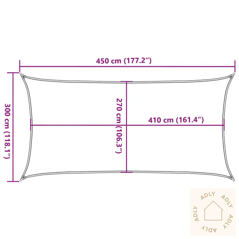 Solseil 160 G/M² Rektangulær Lysegrå 3X4,5 M Hdpe