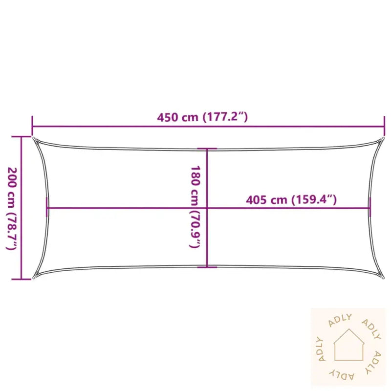 Solseil 160 G/M² Rektangulær Lysegrå 2X4,5 M Hdpe