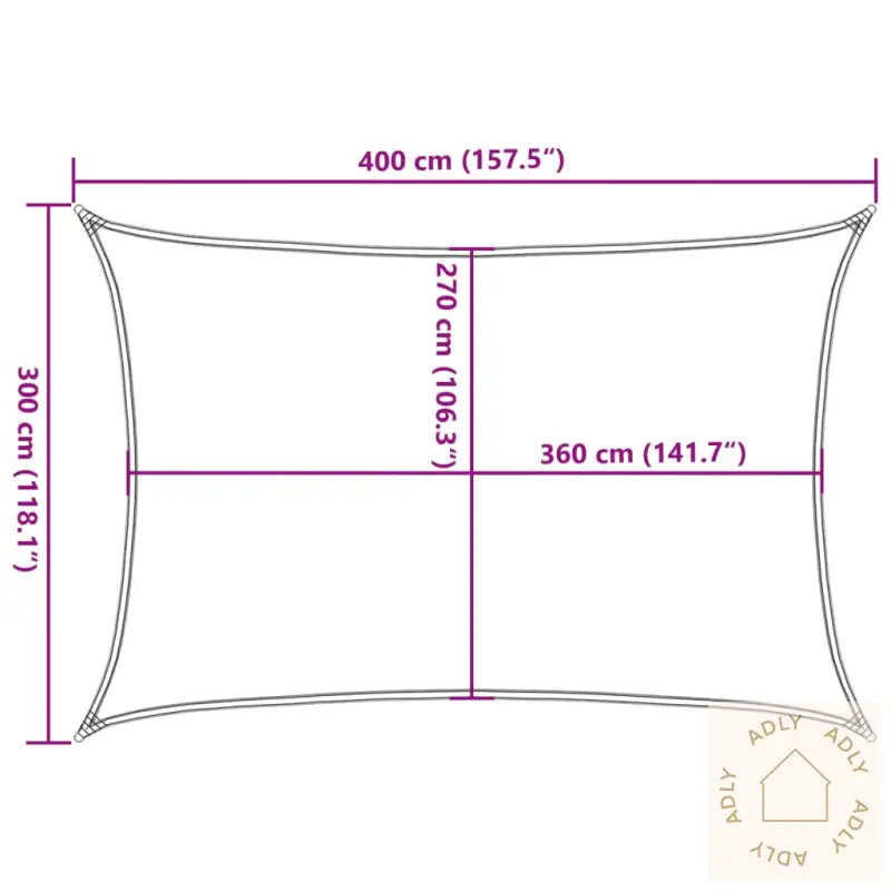 Solseil 160 G/M² Rektangulær Lysegrå 3X4 M Hdpe