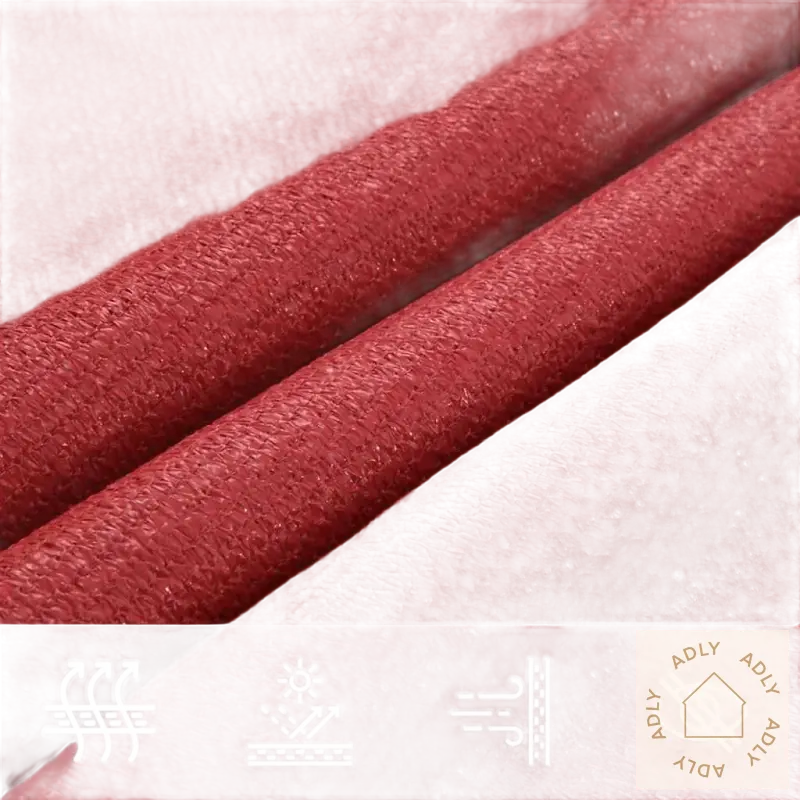 Teksturert rødt stoff til vårt solseil som passer perfekt til hagemøbler uteområder