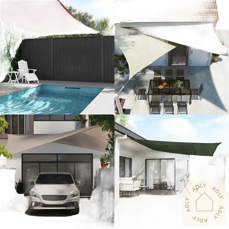 Outdoor shade sails som passer perfekt til hagemøbler og uteområder med vårt solseil