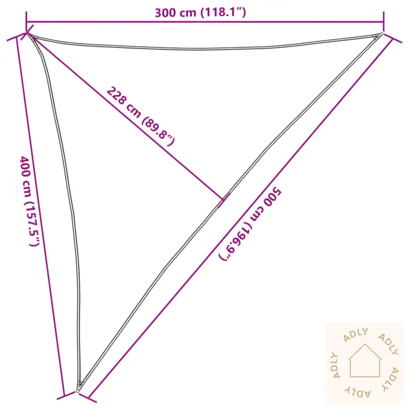 Solseil Lysegrå 3X4X5 M 100% Polyester Oxford