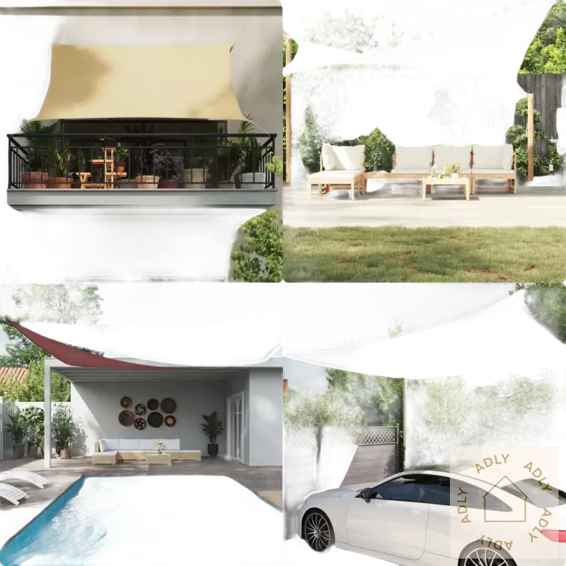 Outdoor shade sails laget av pu-belagt oxfordstoff og rustfritt stål for hagemøbler