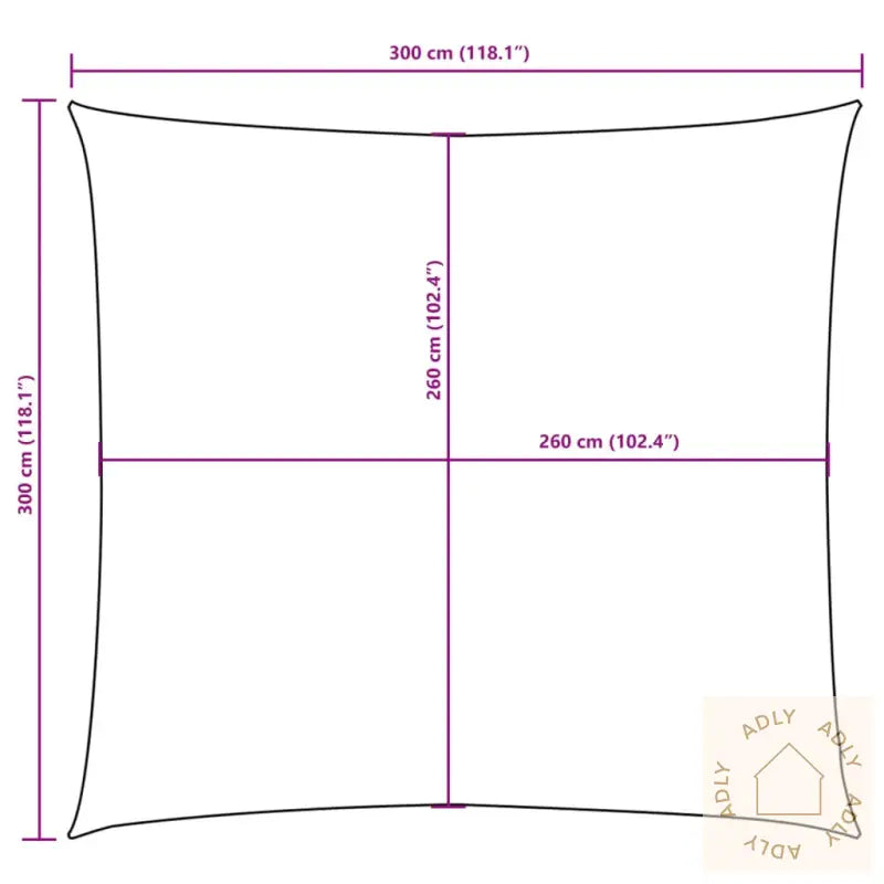 Solseil Oxfordstoff Kvadratisk 3X3 M Kremhvit