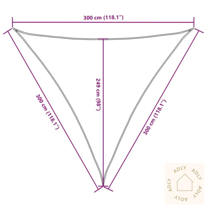 Solseil Oxfordstoff Trekantet 3X3X3 M Brun