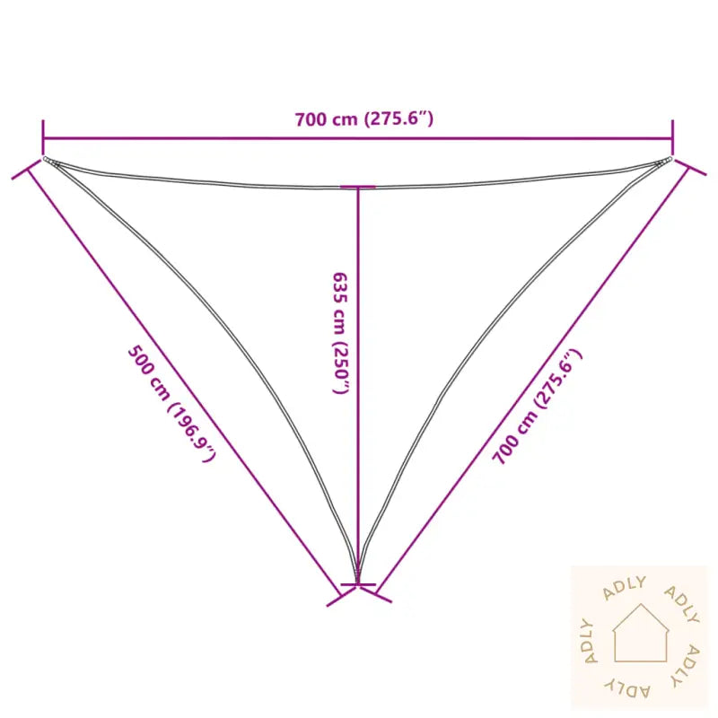 Solseil Oxfordstoff Trekantet 5X7X7 M Brun