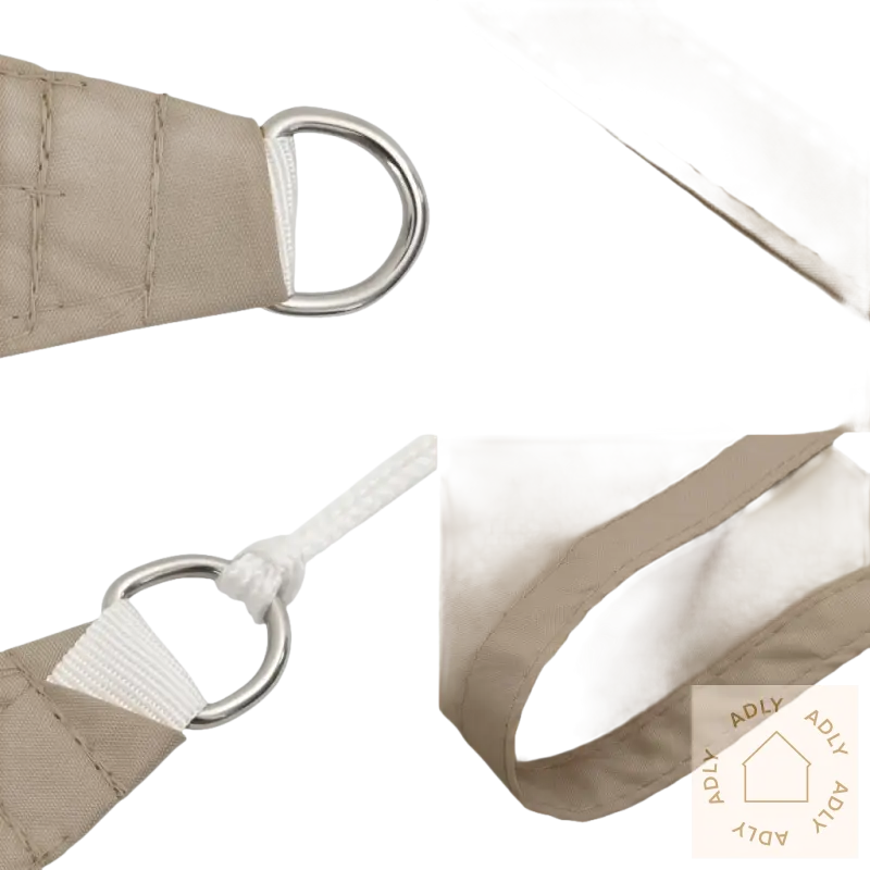 Beige shade sail i PU-belagt oxfordstoff og rustfritt stål passer perfekt ute