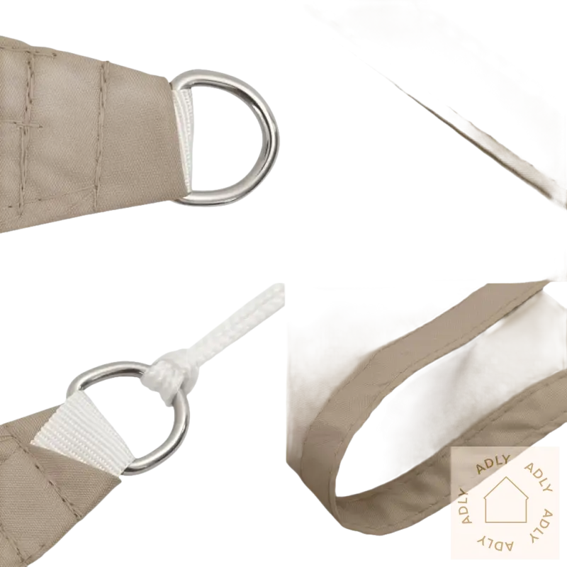 Beige shade sail details med pu-belagt oxfordstoff og rustfritt stål for hagemøbler