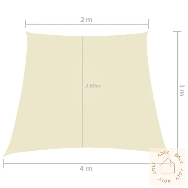 Solseil Oxfordstoff Trapesformet 2/4X3 M Kremhvit