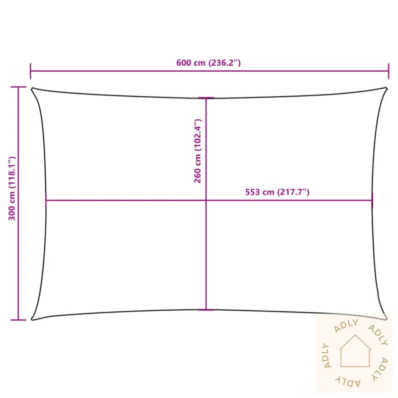 Solseil Oxfordstoff Rektangulær 3X6 M Gul