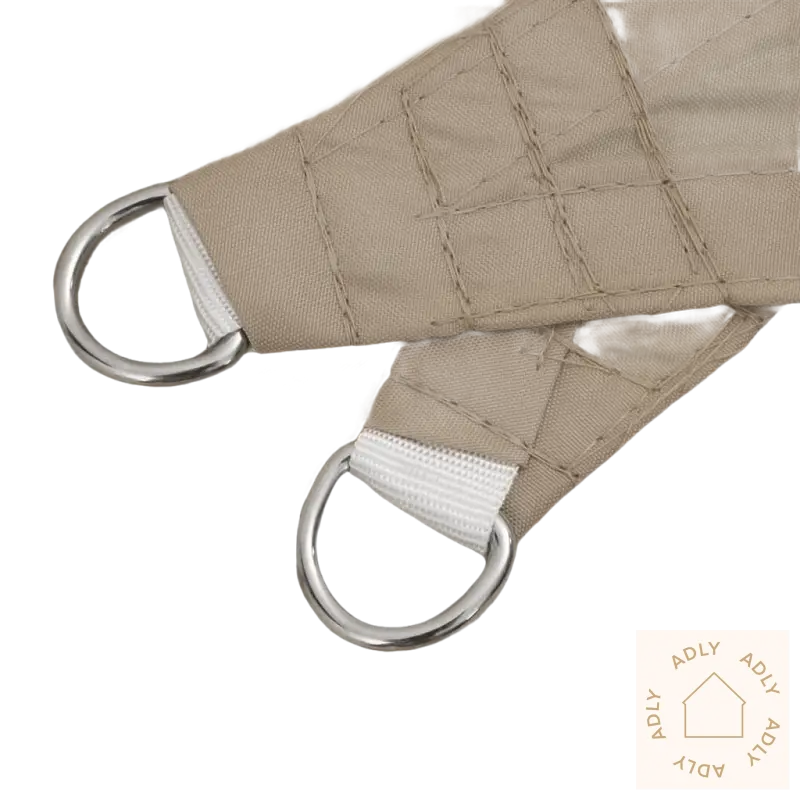 Tan solseil i pu-belagt oxfordstoff med rustfritt stålringe for hagemøbler