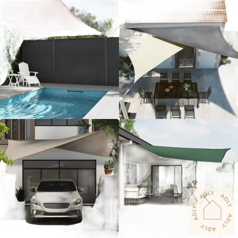 Utendørs solseil i pu-belagt oxfordstoff med rustfritt stål til hagemøbler