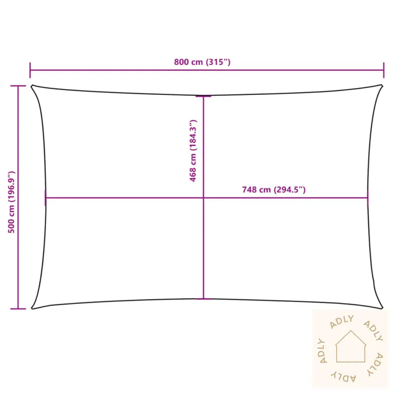 Solseil Oxfordstoff Rektangulær 5X8 M Kremhvit