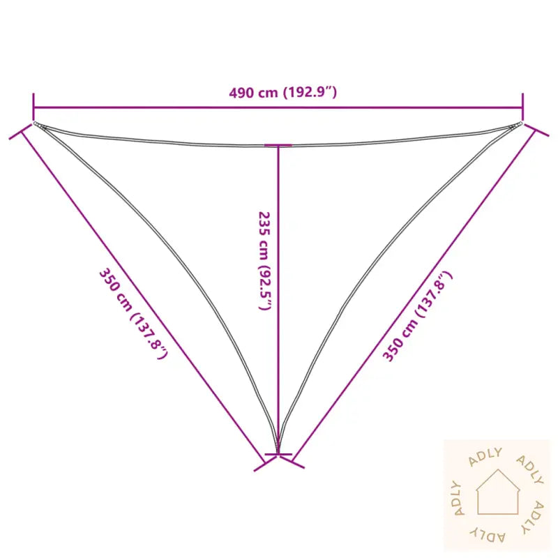 Solseil Oxfordstoff Trekantet 3,5X3,5X4,9 M Gul