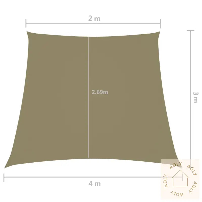 Solseil Oxfordstoff Trapesformet 2/4X3 M Beige