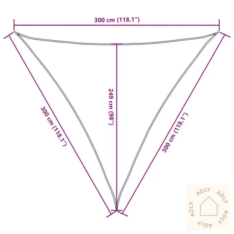 Solseil Oxfordstoff Trekantet 3X3X3 M Gul