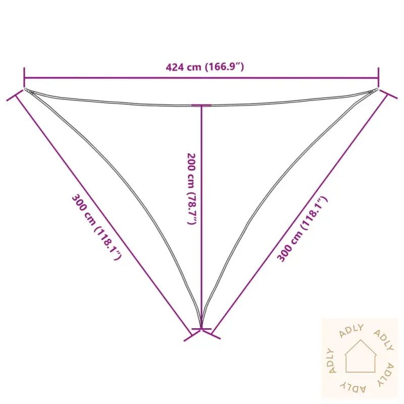 Solseil Oxfordstoff Trekantet 3X3X4,24 M Kremhvit