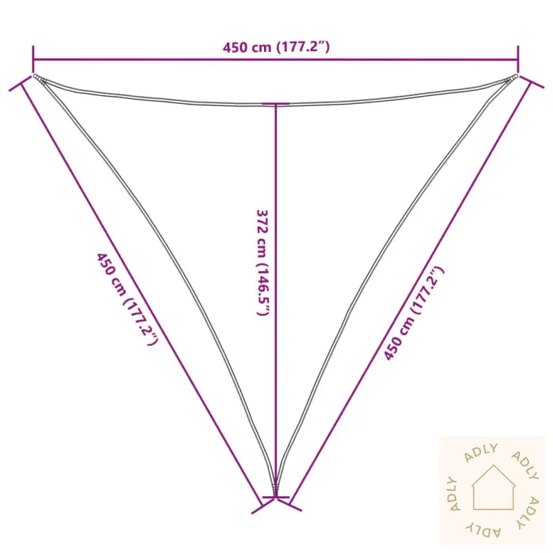 Solseil Oxfordstoff Trekantet 4,5X4,5X4,5 M Kremhvit