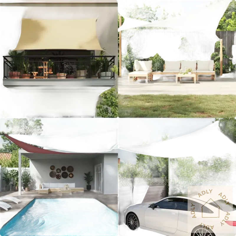 Outdoor shade sails i pu-belagt oxfordstoff med rustfritt stål for hagemøbler