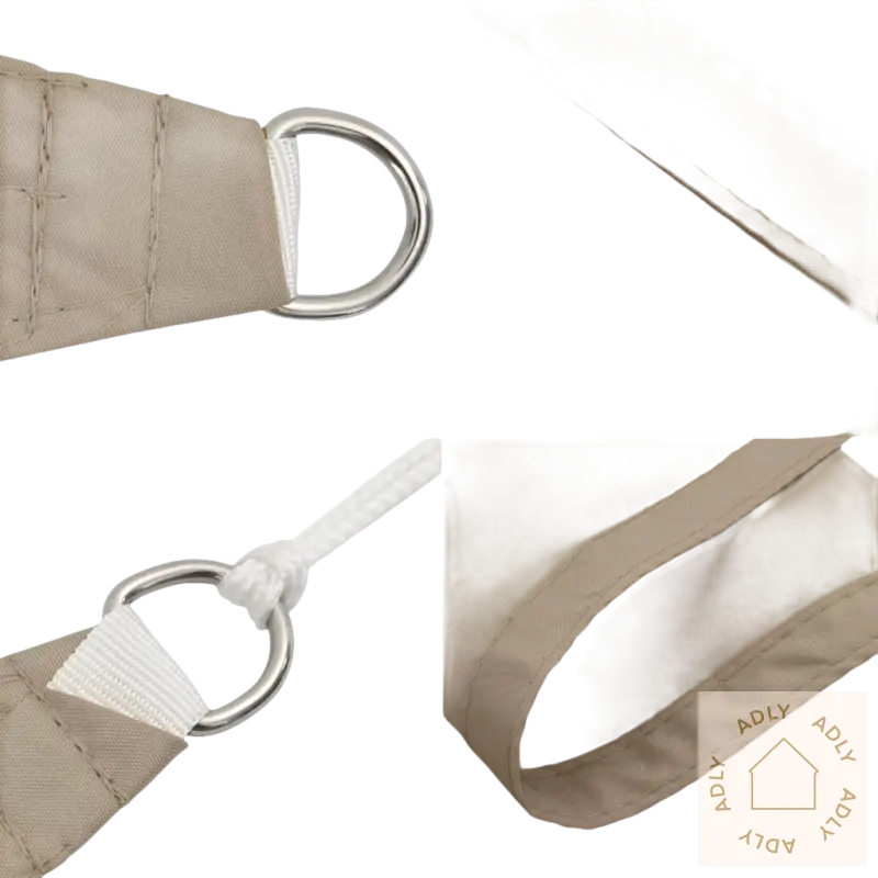 Beige shade sail i pu-belagt oxfordstoff med rustfritt stål for hagemøbler
