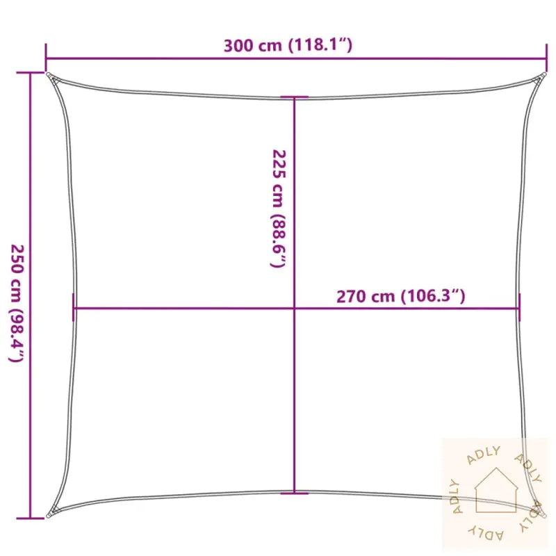 Solseil 160 G/M² Rektangulær Lysegrå 2,5X3 M Hdpe