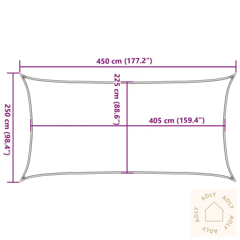 Solseil 160 G/M² Rektangulær Lysegrå 2,5X4,5 M Hdpe