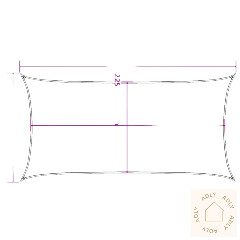 Rectangular solseil i rustfritt stål med dimensjoner for komfort blant hagemøbler