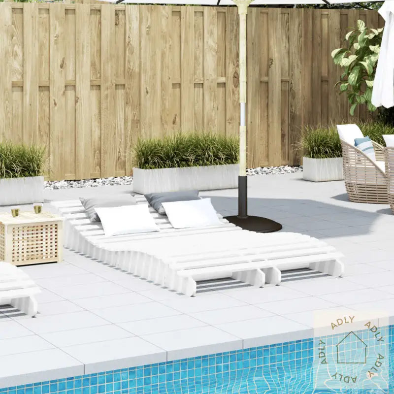 Solsenger 2 Stk Hvit 205X60X31,5 Cm Heltre Furu