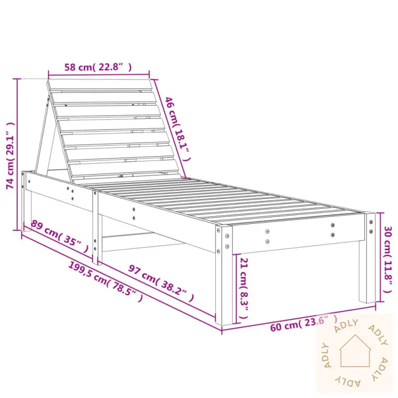 Solsenger 2 Stk Svart 199,5X60X74 Cm Heltre Furu