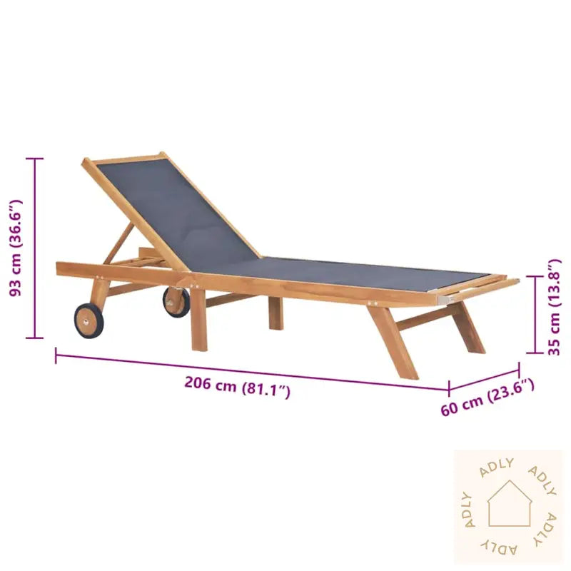 Foldbar Solseng Med Hjul Heltre Teak Og Textilene
