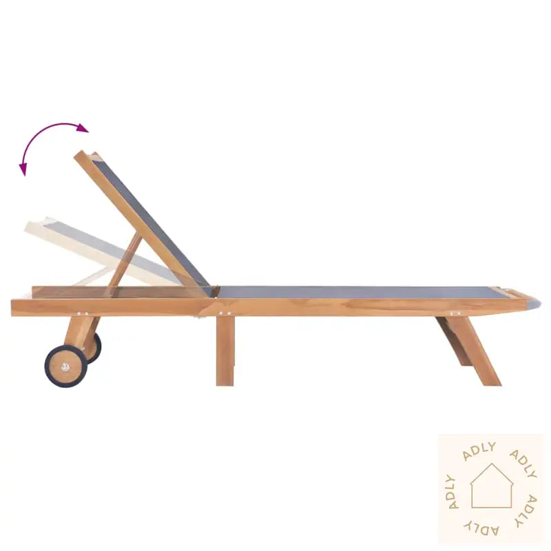 Foldbar Solseng Med Hjul Heltre Teak Og Textilene