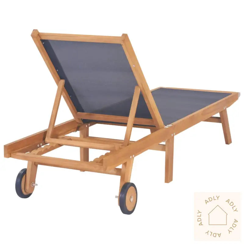 Foldbar Solseng Med Hjul 2 Stk Heltre Teak Og Textilene