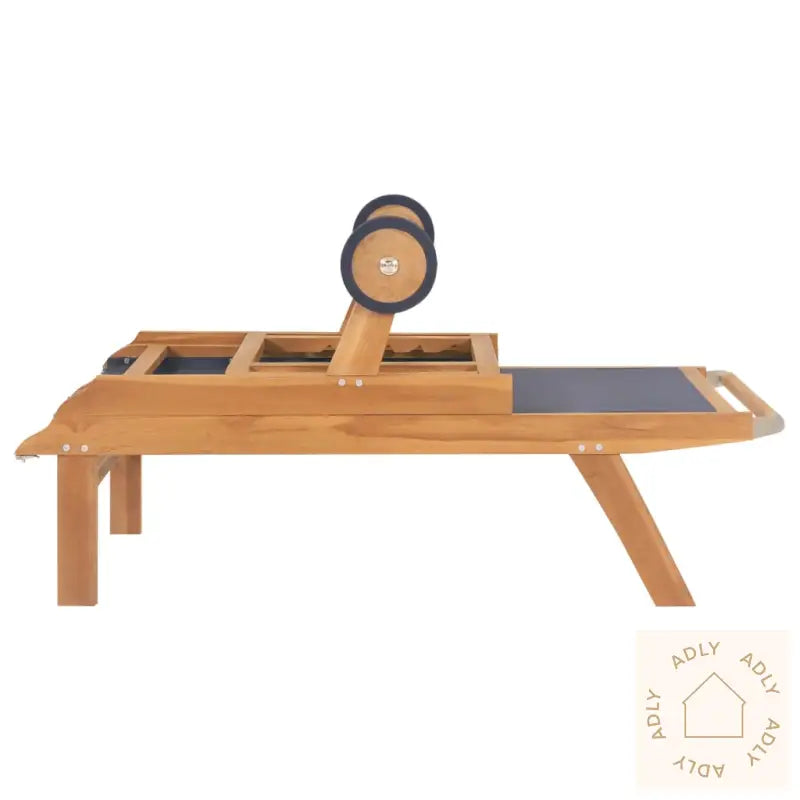 Foldbar Solseng Med Hjul 2 Stk Heltre Teak Og Textilene