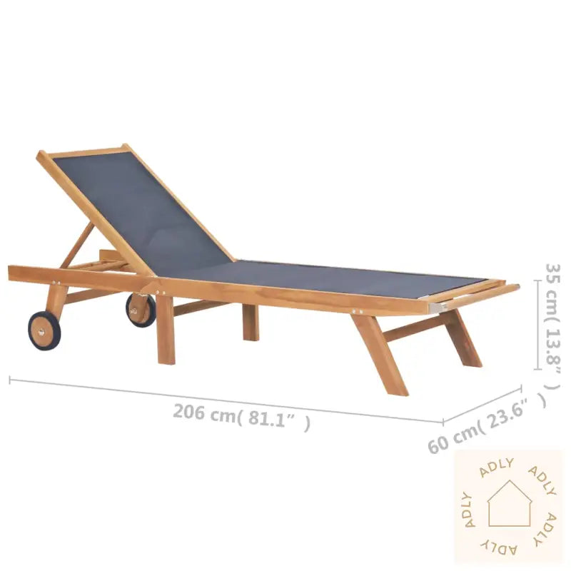 Foldbar Solseng Med Hjul 2 Stk Heltre Teak Og Textilene