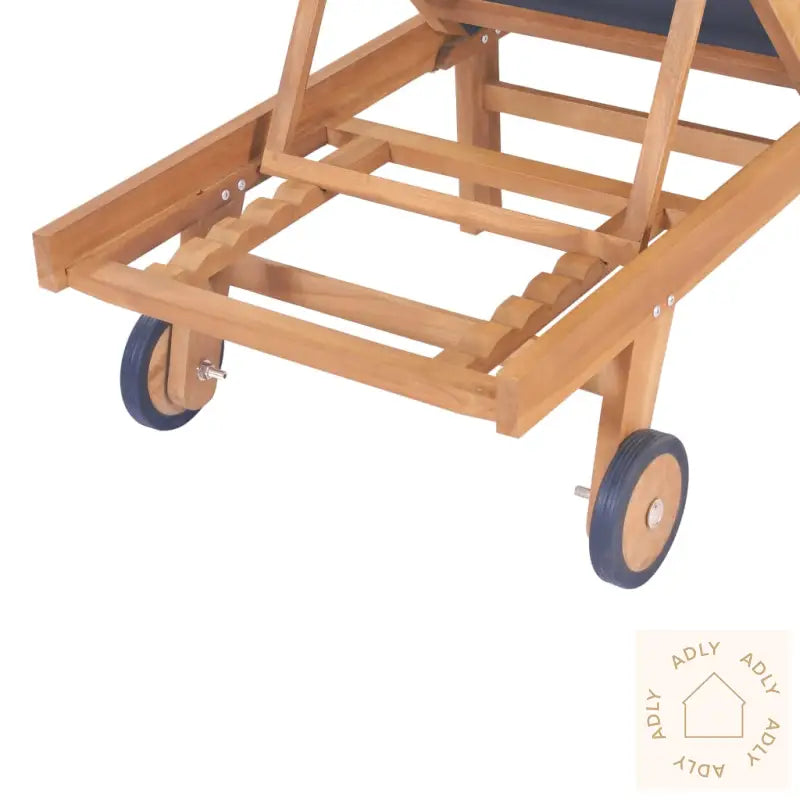 Foldbar Solseng Med Hjul 2 Stk Heltre Teak Og Textilene