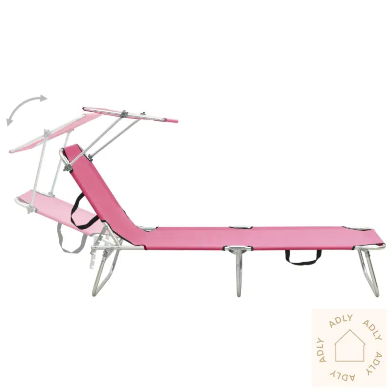 Sammenleggbar Solseng Med Baldakin Rosa Aluminium
