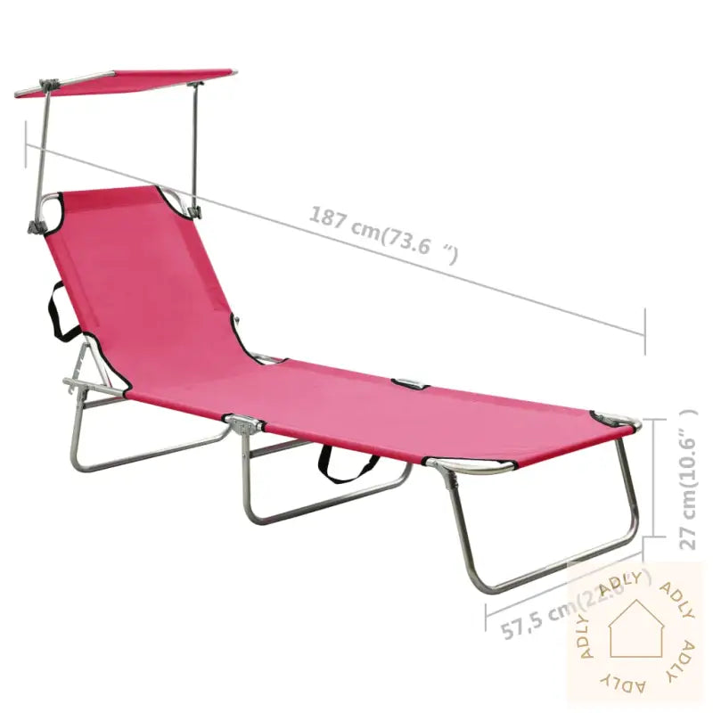 Sammenleggbar Solseng Med Baldakin Rosa Aluminium