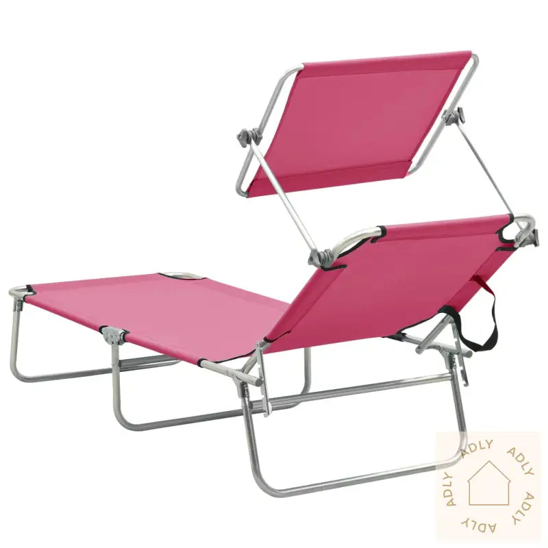 Sammenleggbar Solseng Med Baldakin Rosa Aluminium