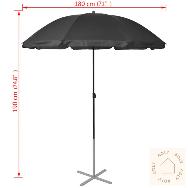 Solsenger Med Parasoll Aluminium Svart