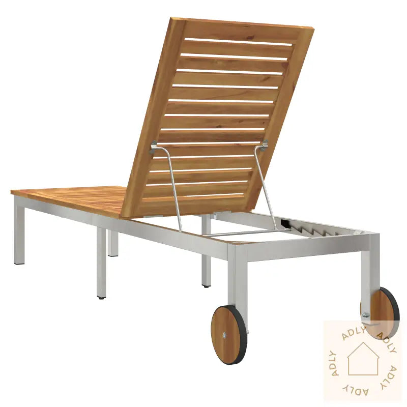 Solseng Med Hjul 207X58X35 Cm Solid Akasietre Og Rustfritt Stål