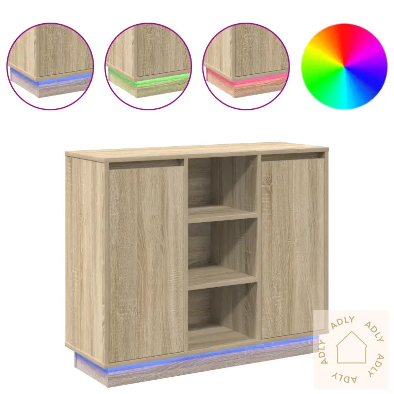 Sengbord Med Led Sonoma Eik 90X32X75 Cm Konstruert Tre