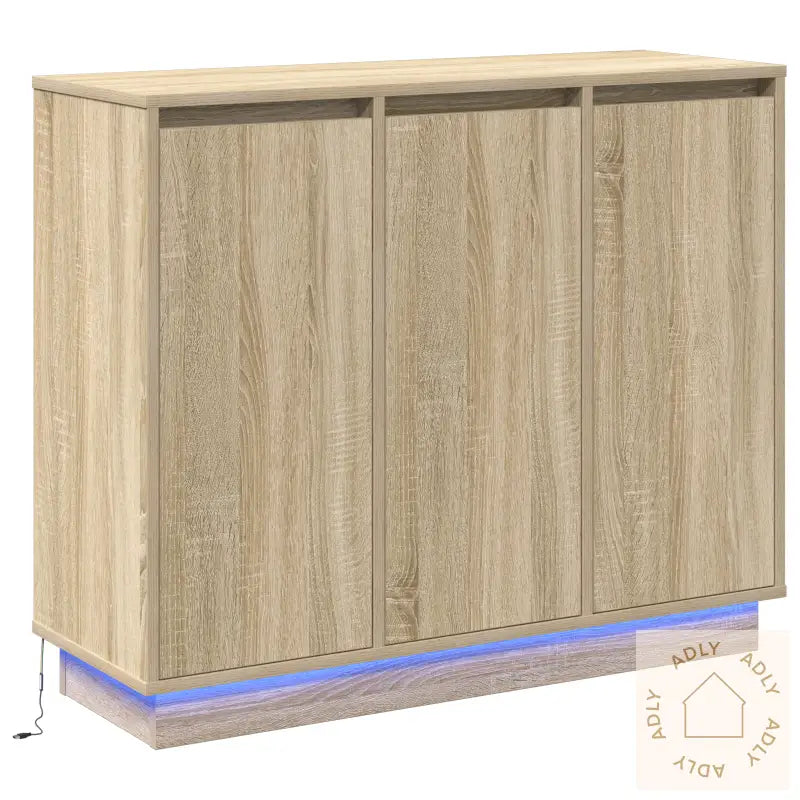 Skap Med Led I Sonoma Eik 90X32X75 Cm I Konstruert Tre