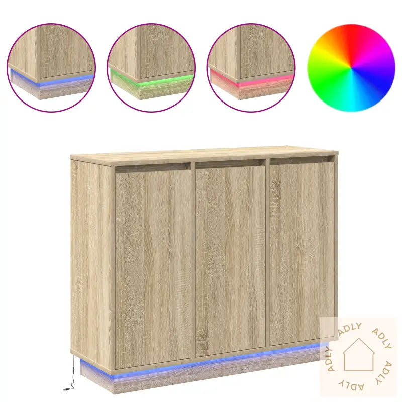 Skap Med Led I Sonoma Eik 90X32X75 Cm I Konstruert Tre