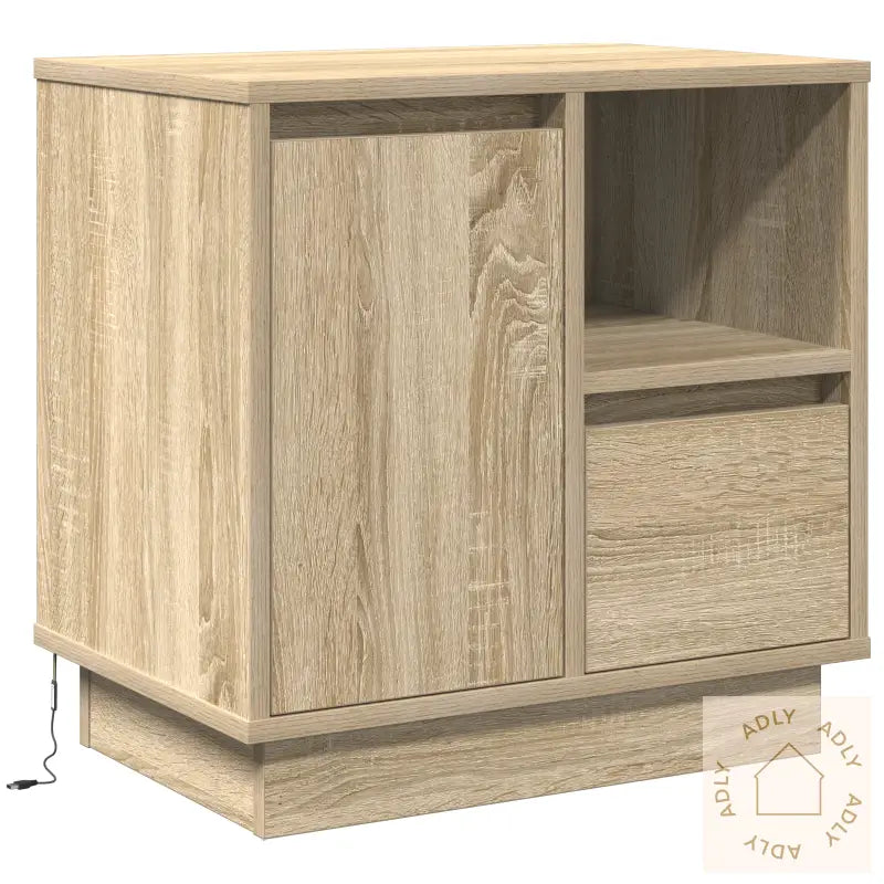 Nattbord Med Led Sonoma Eik 50X34,5X50 Cm