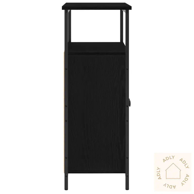 Veggmontert Skap Svart Eik 69,5X34X90 Cm Konstruert Tre